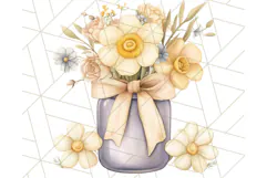 Flowers in Glass Jars PNG, Rustic Floral Watercolor Clipart Product Image 4
