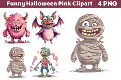 Funny Halloween Pink Clipart PNG Product Image 1