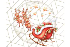 Santa Sleigh Ride Clipart PNG, Flying Reindeer Christmas Art Product Image 4