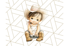 Cowgirl Baby Clipart PNG, Cute Toddler Western Outfit Art Product Image 4