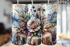 Watercolor Flower Wooden Stump Tumbler - High Quality 3Dpi Product Image 1
