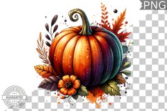 Pumpkin Flowers Sublimation - Clipart PNG Design Product Image 1