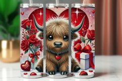 Valentine Tumbler Wrap 20 oz - baby highland cow with heart Product Image 1