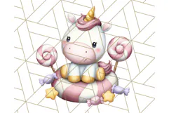 Cute Dessert Unicorn PNG Clipart with Cupcakes & Candies Product Image 4