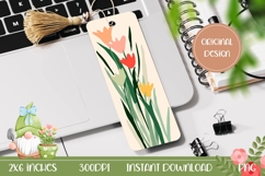 Cartoon Tulips Bookmark, Abstract Flowers Bookmark PNG Product Image 1