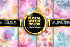 Floral Watercolor Digital Papers - 04 variations Product Image 1