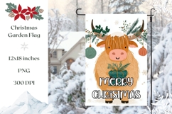 Merry Christmas Garden Flag, Christmas Cow Garden Flag Print Product Image 1