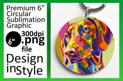 Dynamic Colorful Dog Round Design Keychain Sublimation Product Image 1