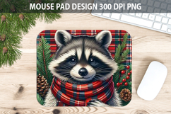 Christmas Raccoon Mouse Pad Sublimation - Animal PNG Design Product Image 1