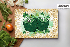 Lucky Green Dice with Shamrock Cutting Board PNG Sublimation Product Image 1
