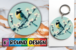 Whimsical Circle Car Coasters PNG, Birds Product Image 1