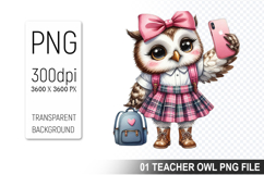 Teacher Owl Clipart PNG, Cute Owl, Digital Download File Product Image 1