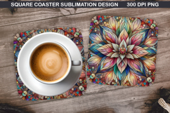Flower Coaster Sublimation, Easter Coaster PNG Design Product Image 1