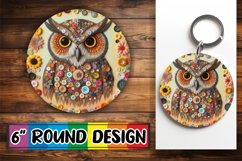 Radiant Owl 3D Sublimation Design: Cheerful Art Round Product Image 1