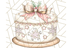 Christmas Cake Clipart PNG, Cottagecore Holiday Desserts Product Image 4