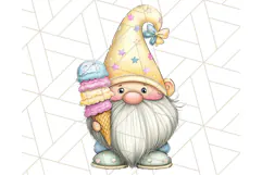 Ice Cream Gnome Clipart PNG Summer Dessert Art, Summer Gnome Product Image 4