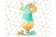 Sky Blue and Sunshine Yellow Summer Clipart PNG, Tropical Product Image 4