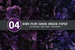 Dark Plum Floral Digital Paper Product Image 1