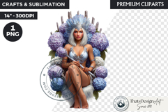 Royal Hydrangea Guardians Fantasy Warrior and Floral Graphic Product Image 1
