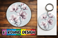 Stylish Circle Design Keychain Template , Beauty Flower Product Image 1