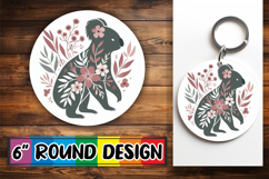 Sweet Keychain Circle Sublimation, Flower Animals Product Image 1