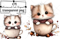 Whimsical Cat Clipart Watercolor PNG Product Image 1