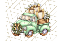 Vintage Christmas Truck Clipart PNG, Retro Holiday Vehicle Product Image 4