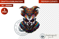 Horrific Evil Clown Clipart - Halloween Creepy Circus PNG Product Image 1