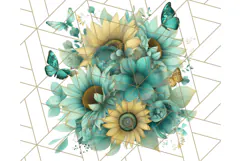 Sunflower and Butterfly PNG Clipart, Bright Jewel Tones Png Product Image 4