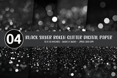 Black Silver Bokeh Glitter Digital Paper Product Image 1