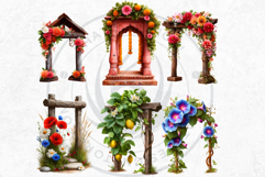 Floral Archways and Enchanting Garden Entrance Illustrations Product Image 6