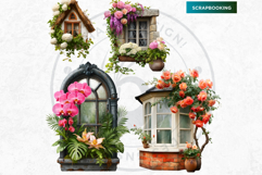 Floral Windows and Enchanting Garden Balcony Illustrations Product Image 11