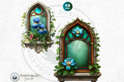 Floral Windows and Enchanting Garden Balcony Illustrations Product Image 5