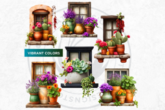 Floral Windows and Enchanting Garden Balcony Illustrations Product Image 7