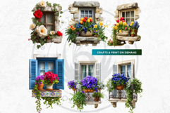 Floral Windows and Enchanting Garden Balcony Illustrations Product Image 8