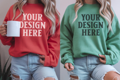 Gildan 18000 Sweatshirt Couples Sweatshirt Mockup Product Image 1