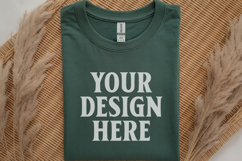 Gildan 64000 Charcoal Folded T-Shirt Mockup | Flat Lay Unise Product Image 1