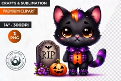 Halloween Clipart,kitten Black cat png,halloween sublimation Product Image 1