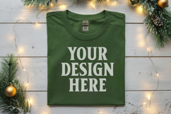 Gildan 5000 Irish Green Folded Christmas Mockup, G5000 mock Product Image 1