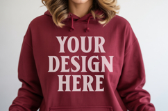 Maroon Gildan 18500 Hoodie Sweatshirt Mockup, Unisex Product Image 1