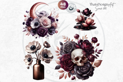 Moody Rose Gold &amp; Mauve Florals PNG, Dark Romance Clipart Product Image 10