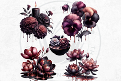 Moody Rose Gold &amp; Mauve Florals PNG, Dark Romance Clipart Product Image 4