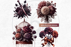 Moody Rose Gold &amp; Mauve Florals PNG, Dark Romance Clipart Product Image 5