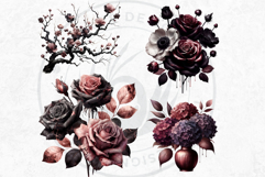 Moody Rose Gold &amp; Mauve Florals PNG, Dark Romance Clipart Product Image 6