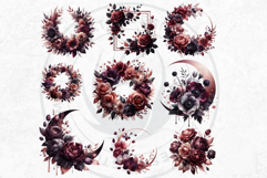 Moody Rose Gold &amp; Mauve Florals PNG, Dark Romance Clipart Product Image 8