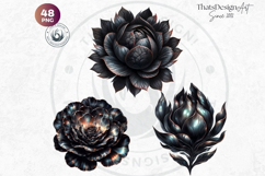 Moody Rose Gold &amp; Mauve Flowers PNG, Dark Romance Clipart Product Image 10