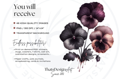 Moody Rose Gold &amp; Mauve Flowers PNG, Dark Romance Clipart Product Image 2