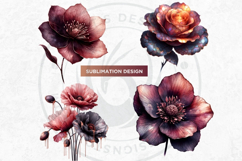 Moody Rose Gold &amp; Mauve Flowers PNG, Dark Romance Clipart Product Image 6