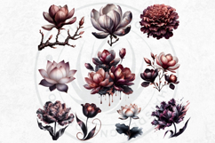Moody Rose Gold &amp; Mauve Flowers PNG, Dark Romance Clipart Product Image 7