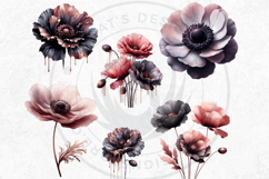 Moody Rose Gold &amp; Mauve Flowers PNG, Dark Romance Clipart Product Image 9